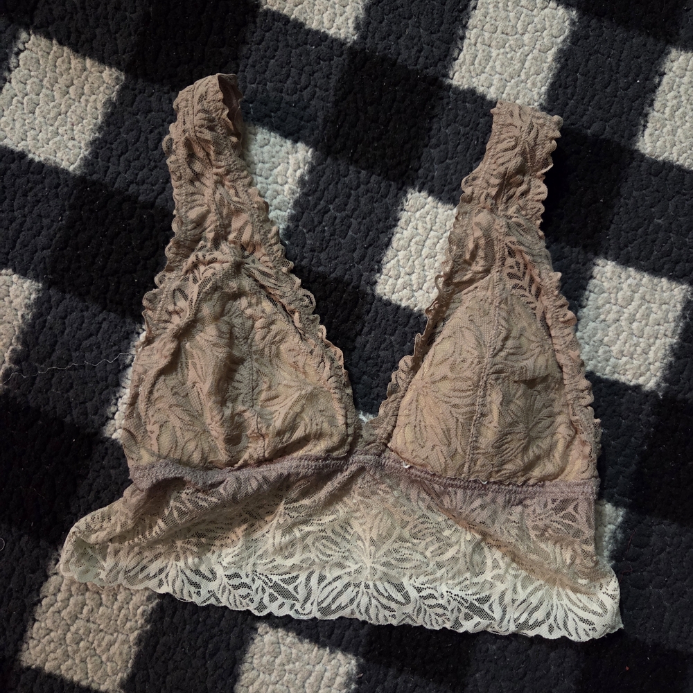 Aerie Lace Bralette - Tan and Cream